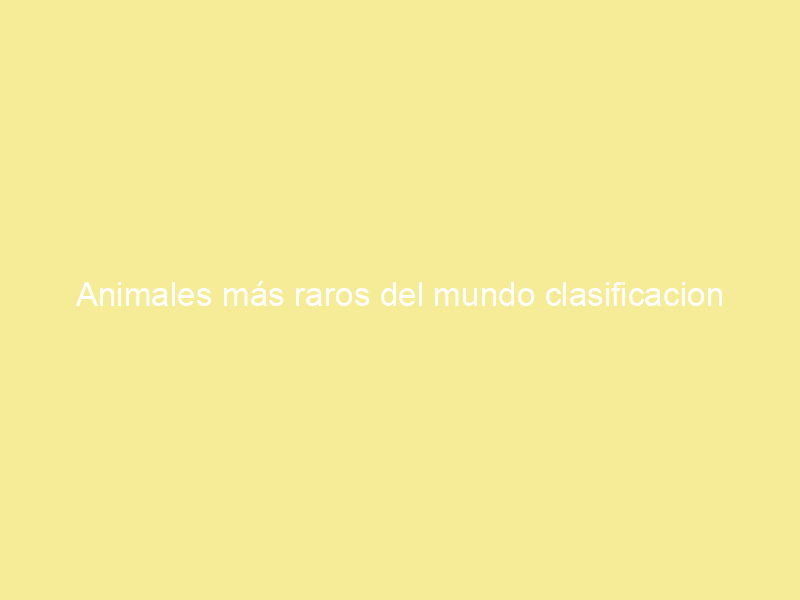 Animales más raros del mundo clasificacion