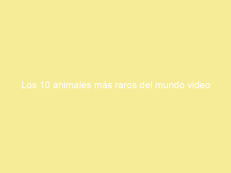 Los 10 animales más raros del mundo video